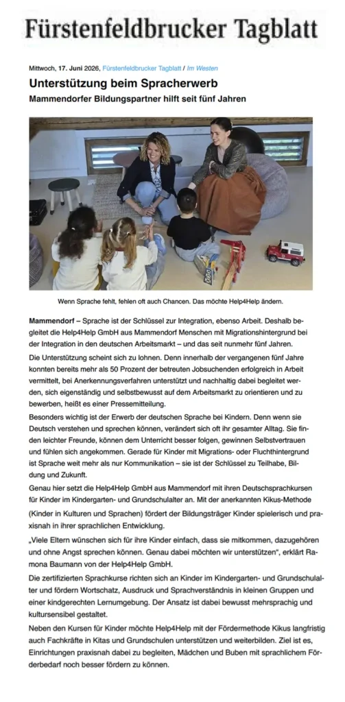 Fürstenfeldbrucker Tagblatt Help4Help Sprachkurs